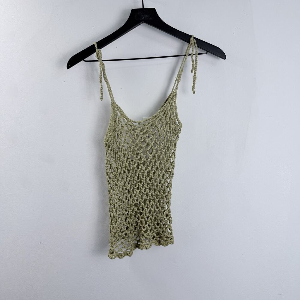 Handmade Crochet Moss Fishnet Stitch Tank Top Vest Small/Medium Boho